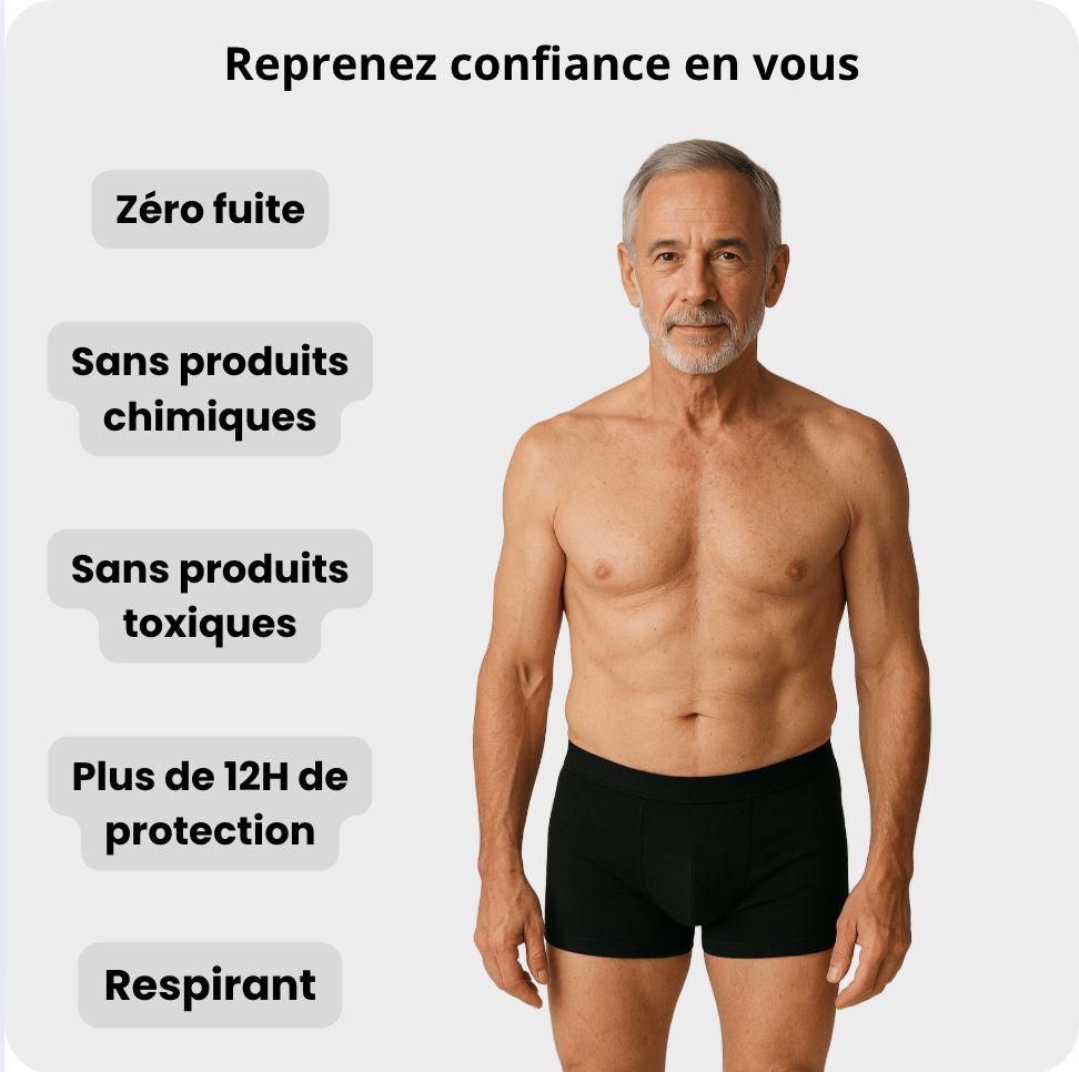 Boxer d’incontinence homme ultra-absorbant et lavable
