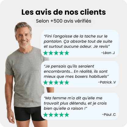 Boxer d’incontinence homme ultra-absorbant et lavable